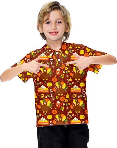 Image of AOBUTE Kids 4th of July Polo American Flag Short Sleeve Button Down Shirts Tops 3-14 Years