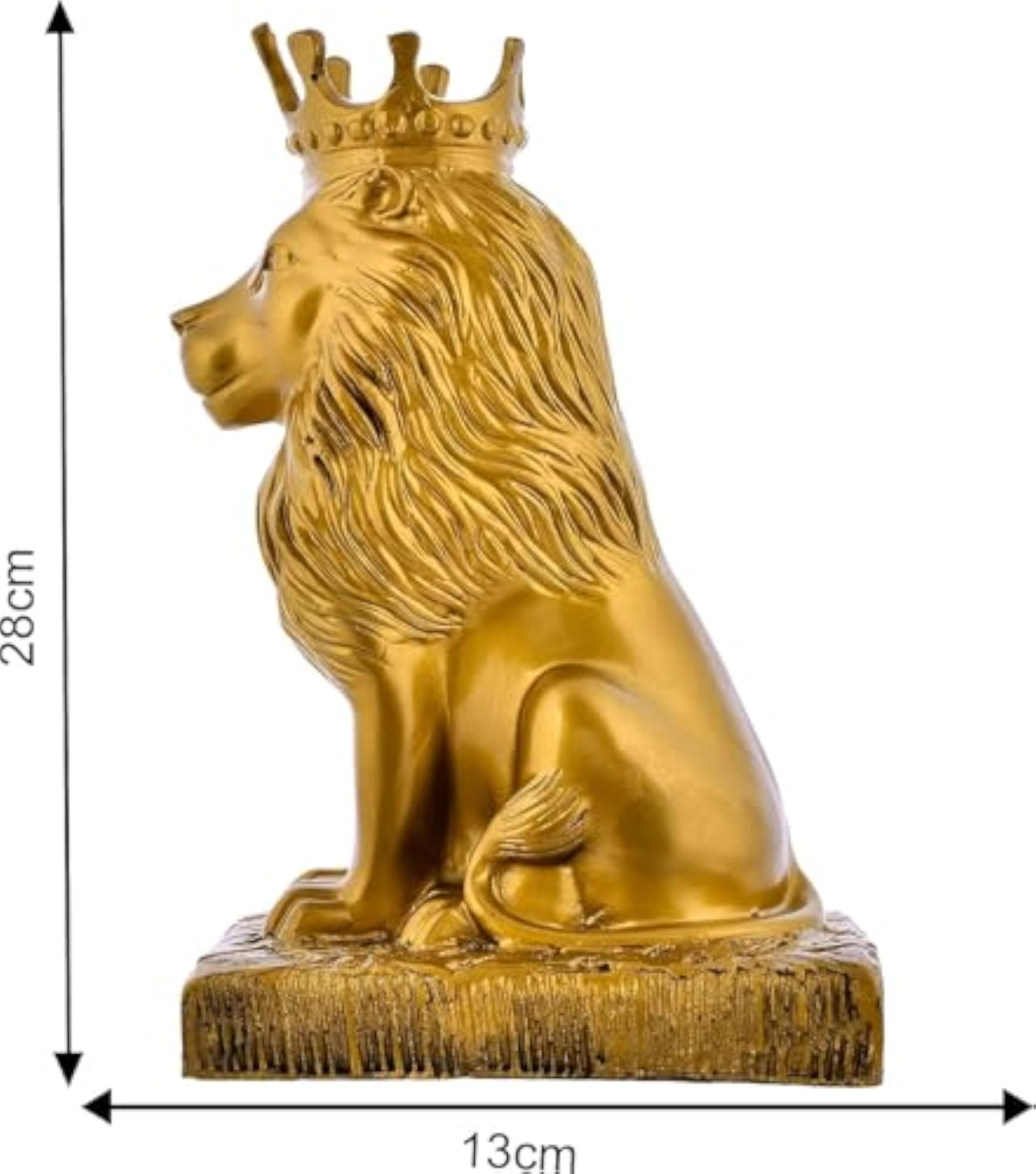 Golden Lion Statue with Crown for Home Decor