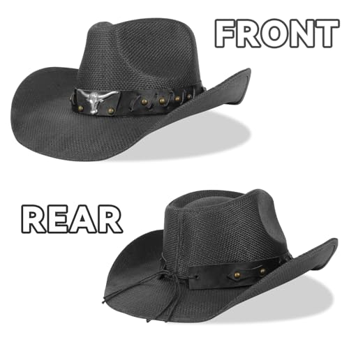 Image of WQWOVRVO Cowboy Hat,Cowgirl Hat,Western Cowboy Hats for Women /Mens /Straw Wide with Shapeable Brim Cowboy Hat for Womens