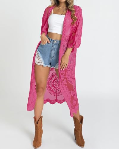 Image of Bsubseach Women Mesh Cardigan Bikini Beach Kimono Open Front Swimsuit Cover Ups Swimwear