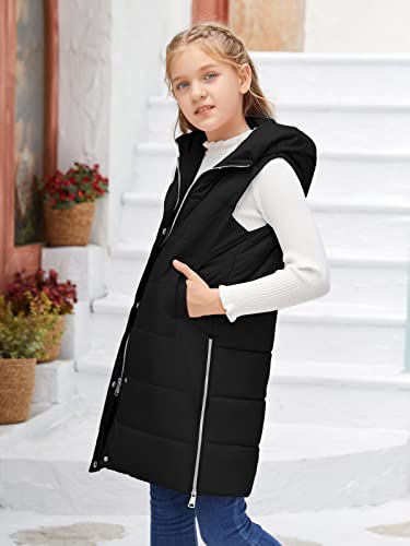 Inorin Kids Unisex Boys Girls Lightweight Long Gilets Jacket Hooded Quilted Vest Sleeveless Down Coat Parka Outwear #TOP1