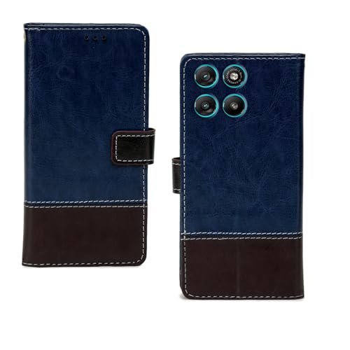 Image of amazon basics Motorola G67 Power 5G Flip Cover | Card Pockets Wallet & Stand | Flip Cover for Motorola G67 Power 5G (Blue Coffee)