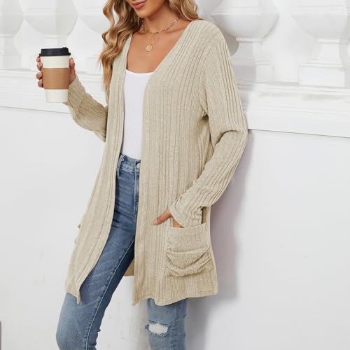 Cardigan Sweaters for Women Lightweight Open Front Thin Long Cardigans Fall Long Sleeve Knit Sweater with Pockets4