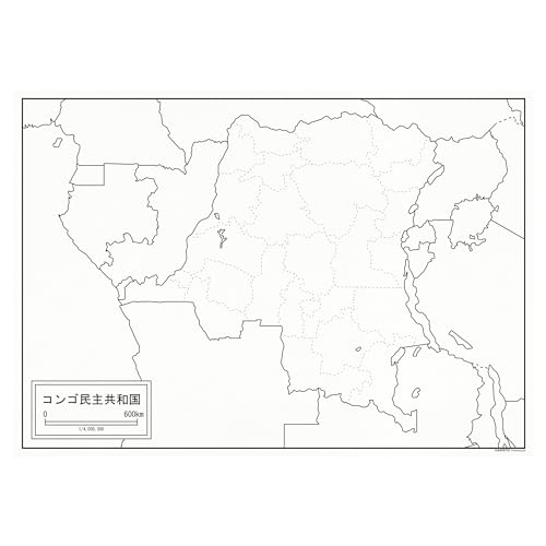 コンゴ民主共和国の白地図 A1サイズ 2枚セット