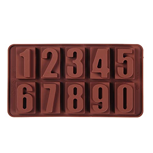 XinYuanBaking Mould 1PC Silicone Numbers Chocolate Mold Cookies Cold 3D Digital Shape Fondant Cake Baking Jelly Candy Pastry DIY Decorating Tools Silicone (Color : Chocolate)