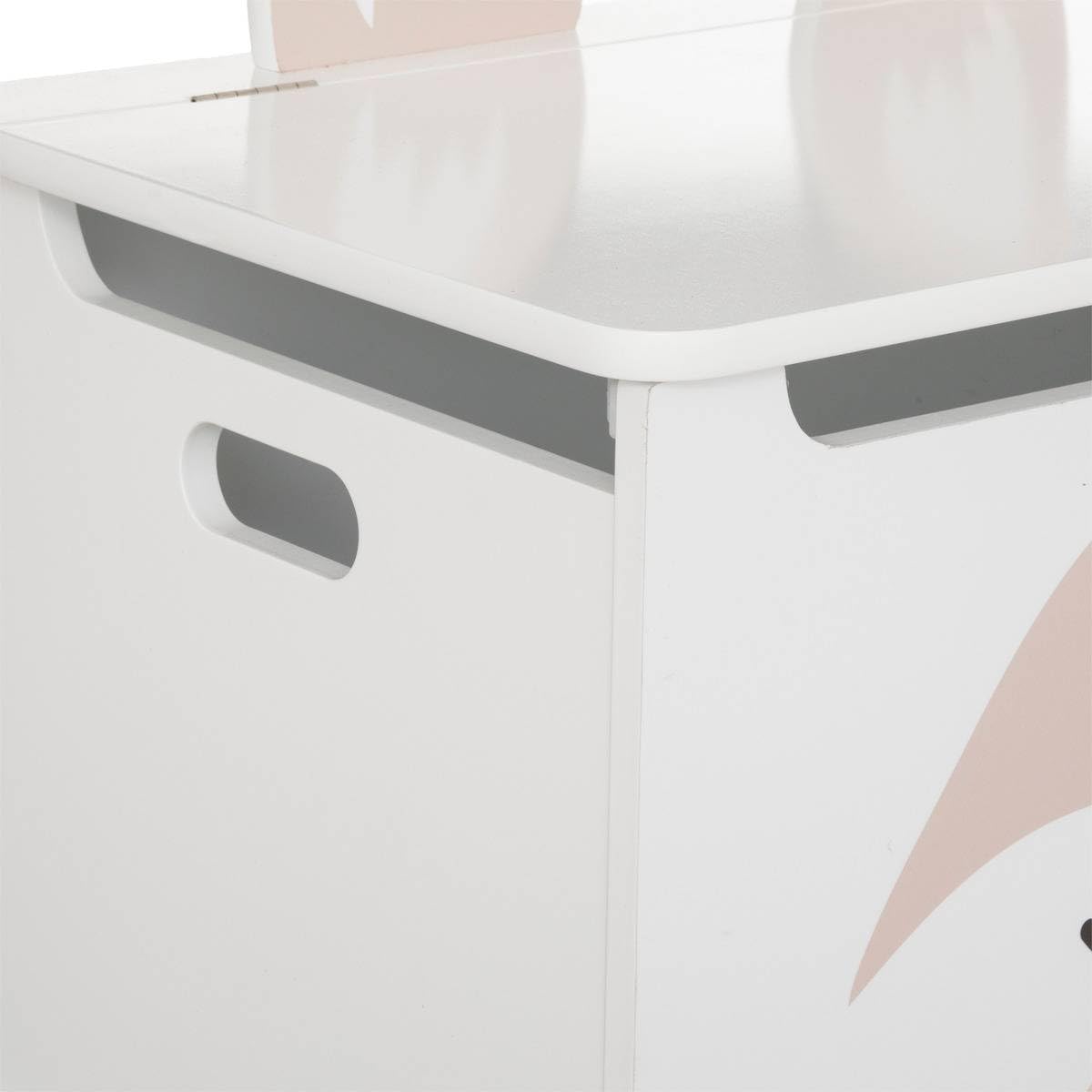 Atmosphera - Coffre Enfant Renard - Bois et pin - Blanc - 53x54-5 cm