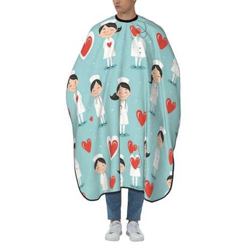 Capa de barbero coloración con corazones y bata de peluquería impermeable grande