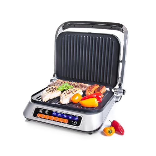 TZS First Austria Kontaktgrill digital, Tischgrill, 2100W, abnehmbare, antihaftbeschichtete Platten...