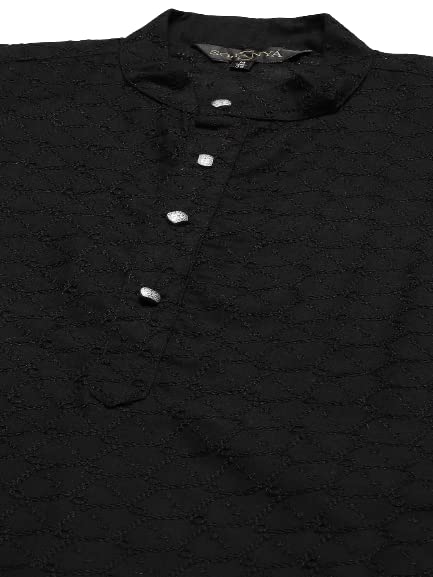 Image of SOJANYA (Since 1958) Men's Silk Blend Dark Green Kurta & Silk Blend Nehrujacket With Off White Churidar Pyjama Set