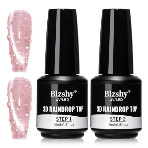 Blzshy 3D Water Drop Gel Top Coat,Non-Wipe 3D Raindrop Gel for Wet Look