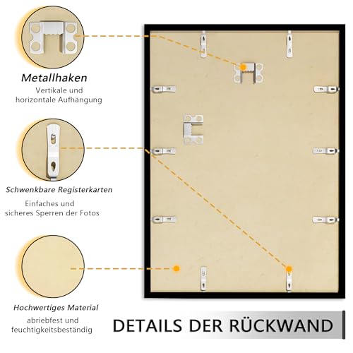 Tinkeps 3er Pack Bilderrahmen A3 (29,7x42 cm) Schwarz, Bilderrahmen Hergestellt aus Holzwerkstoff, Rahmen A3 Ideal für Fotos, Bilder, Poster
