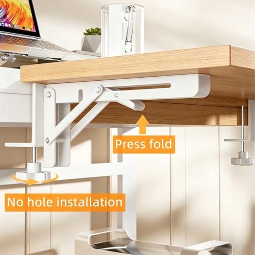 Desk Extender , 25.98'' x 9.84 '' Foldable Table Extension Folding Wall Table Keyboard Extender for Desk Clamp-on Shelf for Dorm Bunk, Office, Kitchen Bar, additional storage platforms (White) by WAMEIDA - Image 7