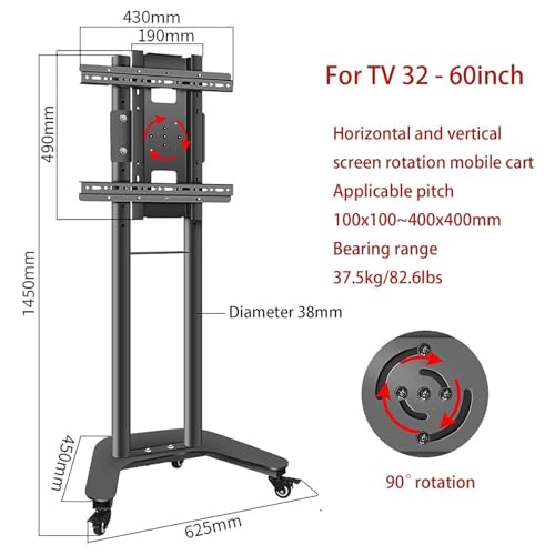 Soporte Móvil para TV de Piso 32-60 pulgadas con Ruedas miniatura 2