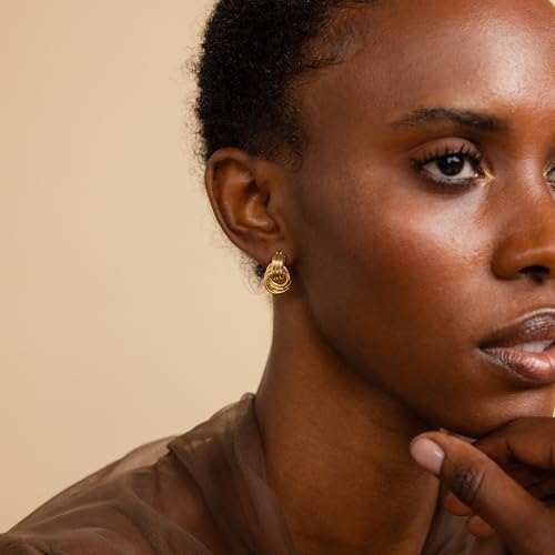 Gold Earrings for Women Trendy,14K Gold Stud Earrings Dainty Earrings Simple Minimalist Huggie Earrings Gold Hoop Earrings Hypoallergenic Earring for Women Gifts3