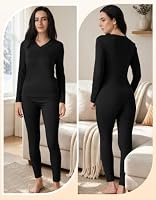 YADIFEN Thermal Underwear Sets for Women Long Johns Fleece Lined Top Bottom — image 2