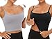 Chilylori Seamless Sports Bra Cropped Tank Top with Adjustable Straps Workout Tops Ribbed Sports Bra for Women Wireless Longline Crop Tank Padded Comfortable Brami 2 Pack Grey+Black M