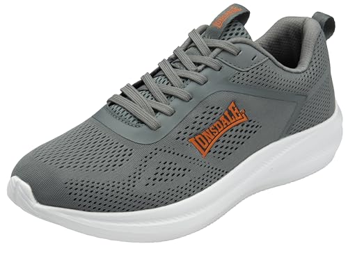 Lonsdale Men's Santon Sneaker, Grey/Orange, 9 UK