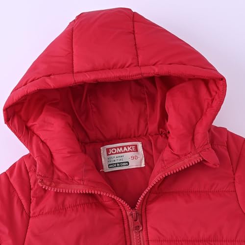 EnJoCho Boys Girls Middle Kids Hooded With Pockets Solid Color Short Cotton Jacket Ski Jacket Girls (Red, 9-10 Years)3