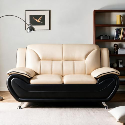 Trygoal 61" Love Seat Sofa, Modern Sofa Couch with Cushioned Armrest, Camel