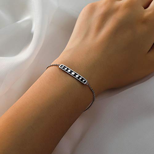 Moon Phase Bracelet Sterling Silver, S925 Silver Vintage Adjustable Moon Bracelet for Women, Dainty Link Hypoallergenic Jewelry with Gift Box Card4