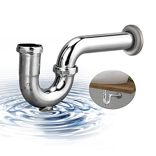 ZM Brass P-Trap Pipe with Clean Out Basin Sink Waste Kit with Reducing Washer 1-1/2'' 22GA