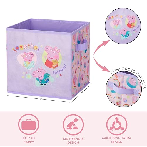 Image of Idea Nuova Storage Cubes for Kids,2 Pack Collapsible Fabric Bins with Handles, Organizer Boxes with Handles for Bedroom,Playroom & Nursery,Peppa Pig