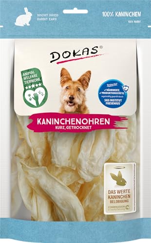 DOKAS Kaninchenohren – Getreidefreier Premium Snack aus 100% Kaninchen für Hunde