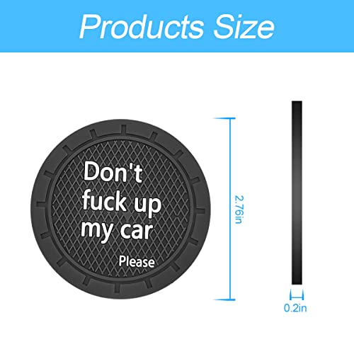 XINLIYA Car Cup Holder Coasters, 2 Pcs 2.75 Inch Non-Slip PVC Insert Cup Coaster, Anti-Scratch Auto Cup Mats for Women Men, Vehicle Interior Accessories Universal for Car, SUV, Truck (Black-4)