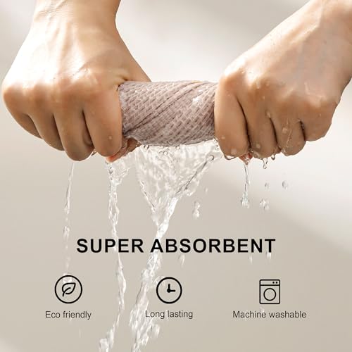 Image of joybest Cotton Kitchen Dish Cloths, 8-Pack Waffle Weave Ultra Soft Absorbent Dish Towels Washcloths Quick Drying Dish Rags, 12x12 Inches, Beige