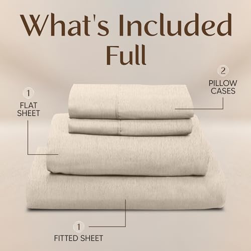 Image of Utopia Bedding Full Sheet Set - 4 Piece Bed Sheets for Cal King Size Bed, Soft and Breathable Microfiber, Includes 1 Fitted Sheet, 1 Flat Sheet and 2 Pillowcases (Heather Beige)