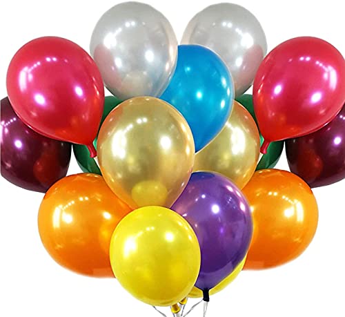 Balões sortidos metalizados 100 unidades 25 cm, cor metalizados de duráveis premium para ar e hélio para casamentos, festas de aniversário, casamento aniversário de graduação festa