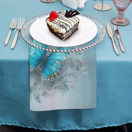 Servilletas de Tela Azul Claro con Diseño Mariposa 2 Piezas miniatura 4