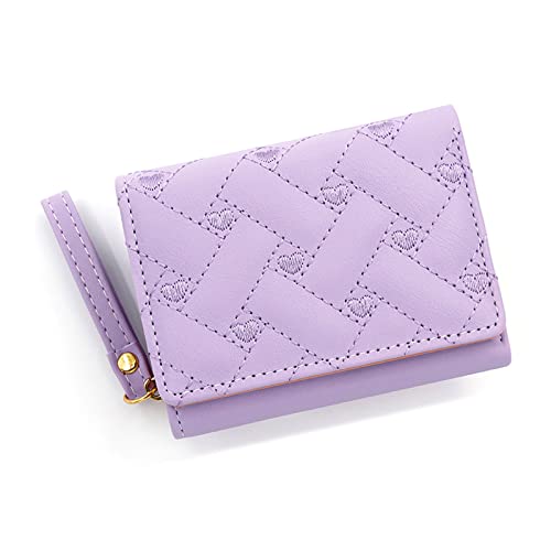 Women Short Wallet PU Leather Credit Card Holder Fashion Zipper Small Coin Purses Change Pocket Business Gift for Girls, lavender