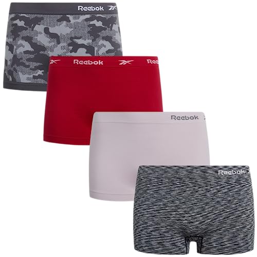 Reebok Women's Plus Size Boyshort Panties - 4 Pack Seamless Underwear for Women, Full Coverage to Fit Your Curves (1X-3X)