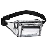 Riñoneras Mujer Hombre Riñonera Transparente con 4 Bolsillos con Cremallera Riñonera Running Impermeable Ajustable Grande Capacidad para Senderismo Correr Compras Caminar Ciclismo(Negro Transparente)