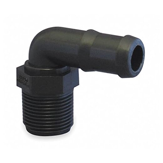 Banjo Barbed x MNPT Elbow, 90(Deg), Polypropylene, 1/2" Barb Size, Black - HB050-90
