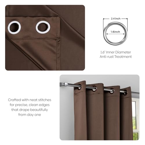 Image of Rivermoor Blackout Curtains Set of 1 | Solid Window Curtain for Living Room & Bedroom | Coffee | 80% Room Darkening | 250 GSM | Acrylic Eyelet | 114 x 152 cm