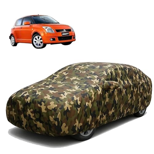 Image of Sulfar 100% Waterproof Car Body Cover Compatible with Mirror for Maruti Suzuki Old Swift with Long Lasting Durable Material (Triple Stitched, Full Bottom Elastic, Camouflage Army)