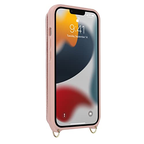 Image of for iPhone 13 Pro Max /iPhone 12 Pro Max Case with Card Holder for Women,Crossbody Strap Lanyard,Credit Card Holder,Ring Stand,Snap Clasp,Wallet Case 6.7 inch (Rose Gold)