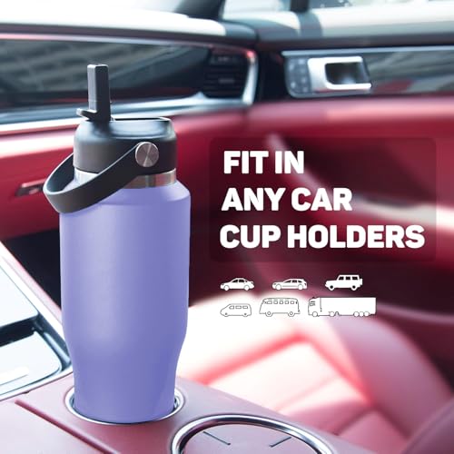 Image of 40oz Insulated Water Bottle Keep Cold 24h&Hot 12h, Double Wall Vacuum Insulated Water Bottles with Straw /Spout Lid, Stainless Steel Water Bottles that Fit in Any Car Cup Holder, Leak-proof