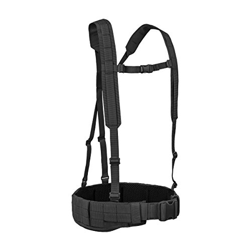 Tasmanian Tiger Warrior Belt MK III, Tactical Battle Belt, MOLLE Webbing, Chest Strap Carrying System, Small, Black (TT-7655-040-S)