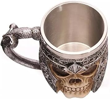 Birinci sınıf 3D kuru kafa fincan paslanmaz çelik kahve, çay, Cappuccino, bira gibi içecekler için I Viking Skull Head kupası iskelet kafatası tasarımlı görünüm (1)