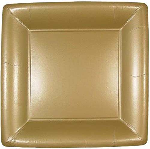 Lillian Tablesettings 24-Pack Square Paper Plates, 7-Inch, Gold, 22975