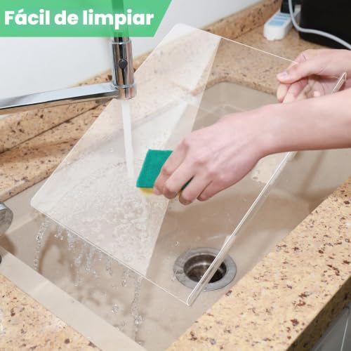 Tabla de cortar cocina transparente de 40x30cm con borde protector de encimera 6