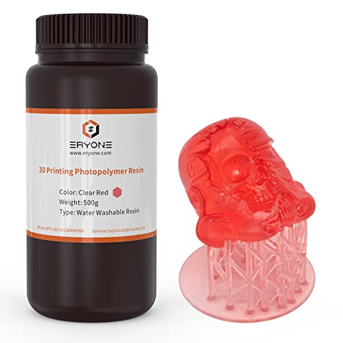 ERYONE Water Washable UV Curing Photopolymer, 3D Printer Resin for DLP/LCD Printers Transparent Red 500g Cover