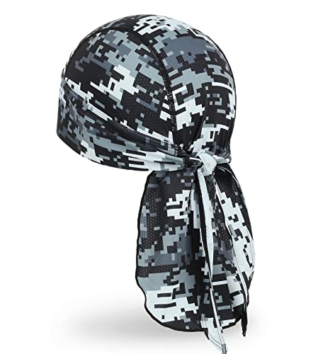 MELASA Cooling Do Rags Skull Cap Helmet Liner, Sweat Head Wraps Bandanas for Men Running Cycling Motorcycle