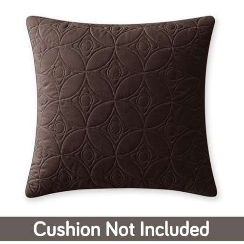 Image of HOKIPO 100% Leakproof Quilted Cushion Cover for Sofa 16x16 Inches, Set of 2, Espresso Brown (AR-6280-DBR*2)