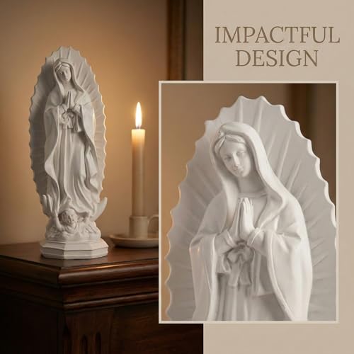 Estatua Virgen de Guadalupe DECHOUS 7.5 in Resina Blanca miniatura 6