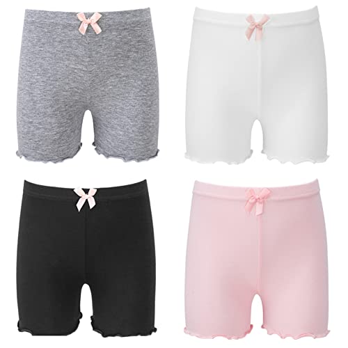 TiaoBug 4Pcs Kids Girls Safety Shorts Bowknot Ballet Dance Shorts Gymnastics Booty Shorts Boyshort Undershorts Briefs2