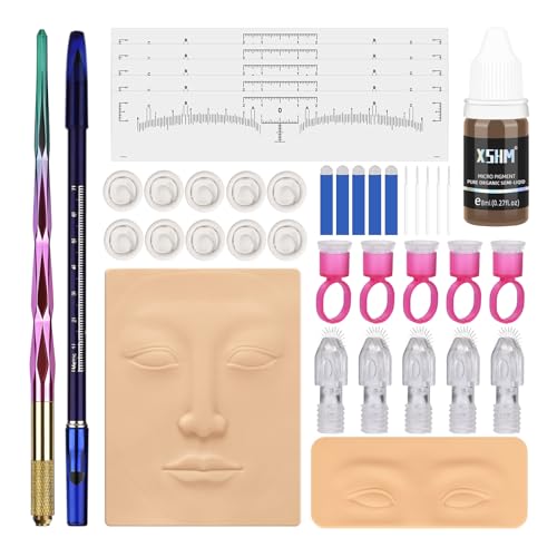 ATOMUS Microblading Pen Kit Complete Semi Permanent Eyebrow Pen kit Tool for Professional Tattoo Eyebrow Manual Pen 18U 5RS Eyebrow Microblades Tattoo Supplies